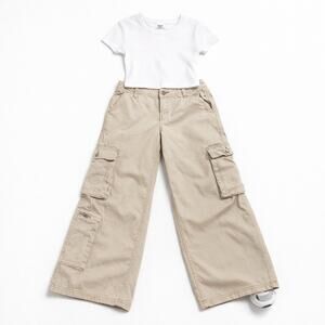 BDG Urban Outfitters Wide Leg Baggy Cargo Pants 26 Tan Utility Y2K Waist Skater